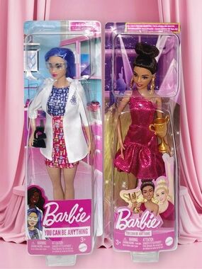 Lot Of (2) Ballroom Dancer & Scientist Barbie Dolls You Can Be Anything NIB